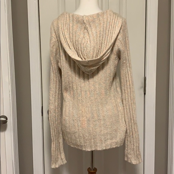 Multi colored v neck sweater with hood and pocket - Picture 4 of 7